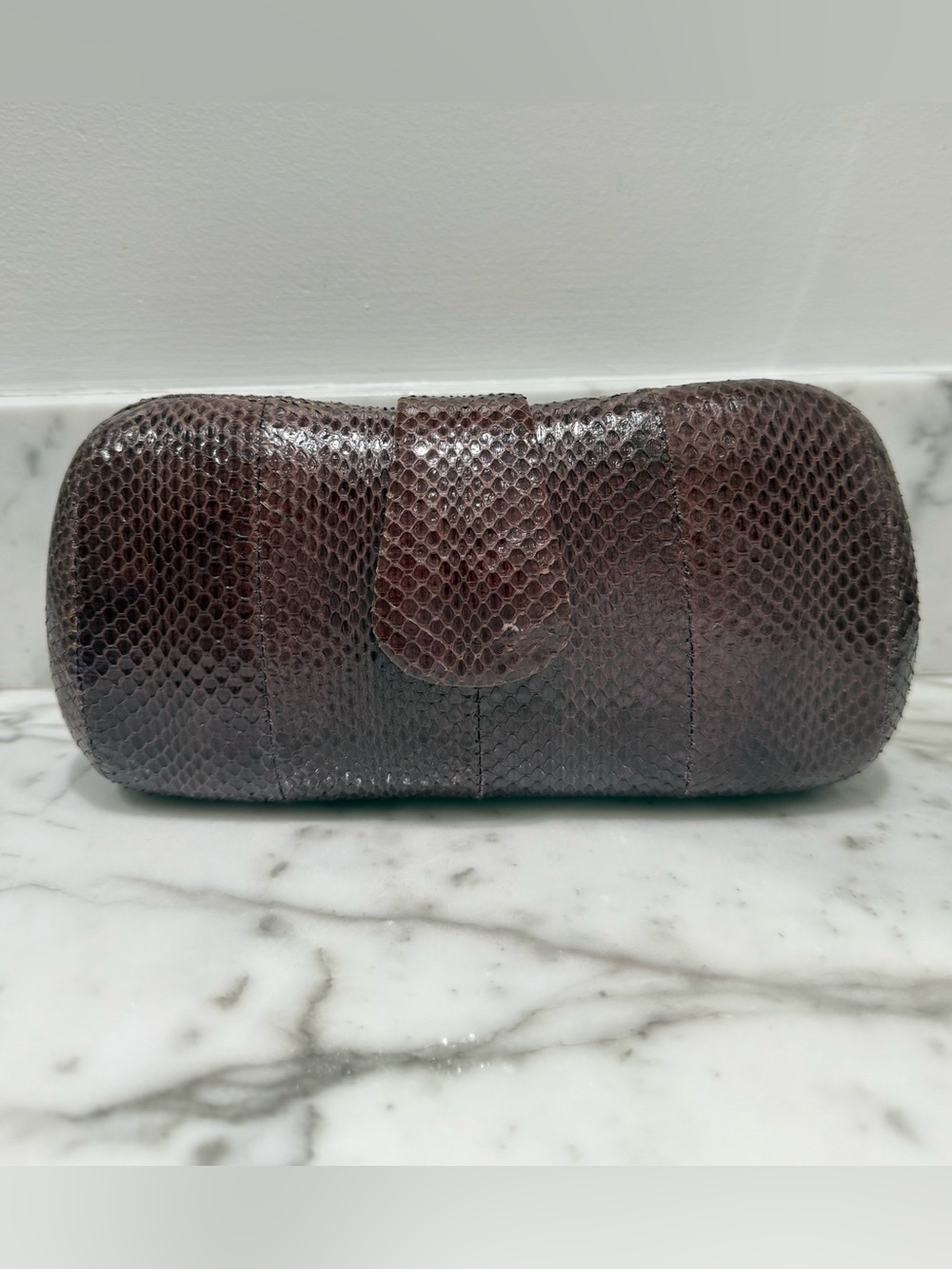 Vintage Serpui Marie RARE Exotic Genuine Purple Snakeskin Evening Bag Clutch